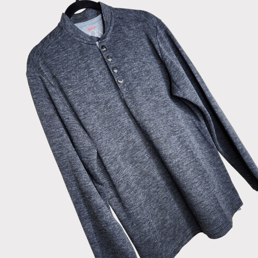 Rail Rider LOA Highland Henley Pullover Top Gray Long Sleeve Men's Small
